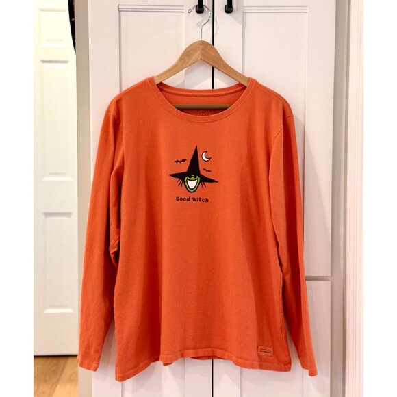Life is Good Vintage Long Sleeve T-Shirt Good Witch Halloween Orange Size XL - Picture 1 of 6